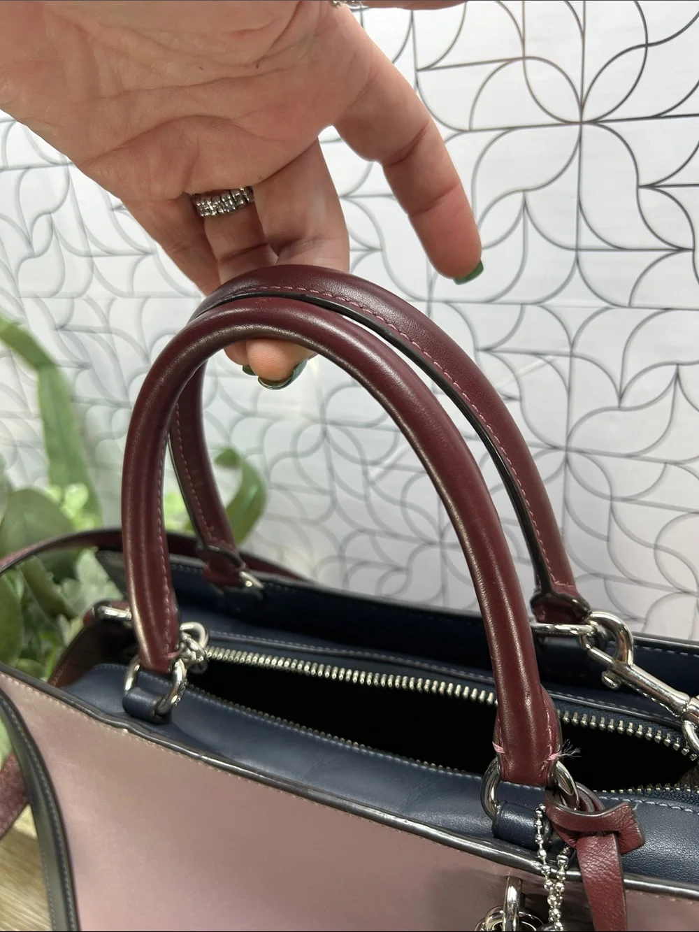 Coach purple and Burgundy Leather Satchel